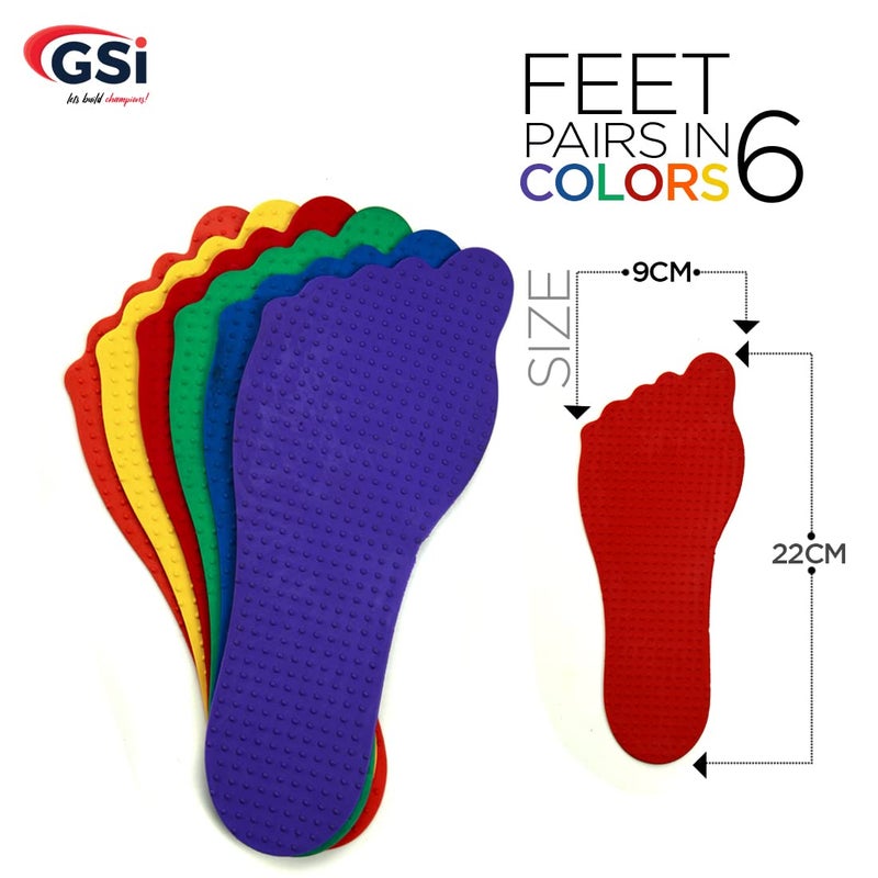 GSi Feet Spot Markers Set of 6 Pairs Non-Toxic Non-Slip in Assorted Colours for Kids Education and Learning - Image 3
